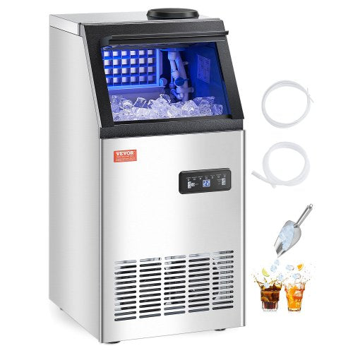 110lbs/24H Commercial Ice Maker, 36 Ice Cubes in 15 Minutes, Freestanding Ice Maker Machine with 28lbs Large Storage Capacity for Bar Office Restaurant, with LED Digital Display & Self-Cleaning