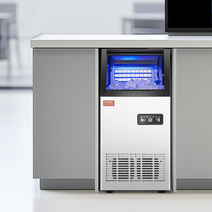 110lbs/24H Commercial Ice Maker, 36 Ice Cubes in 15 Minutes, Freestanding Ice Maker Machine with 28lbs Large Storage Capacity for Bar Office Restaurant, with LED Digital Display & Self-Cleaning
