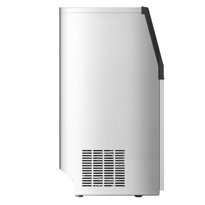 Commercial Ice Maker Machine, 90lbs/24H Ice Maker Machine with 33lbs Storage Capacity, 50 Ice Cubes in 15 Minutes, LED Digital Display Freestanding Self-Cleaning for Bar Office Restaurant