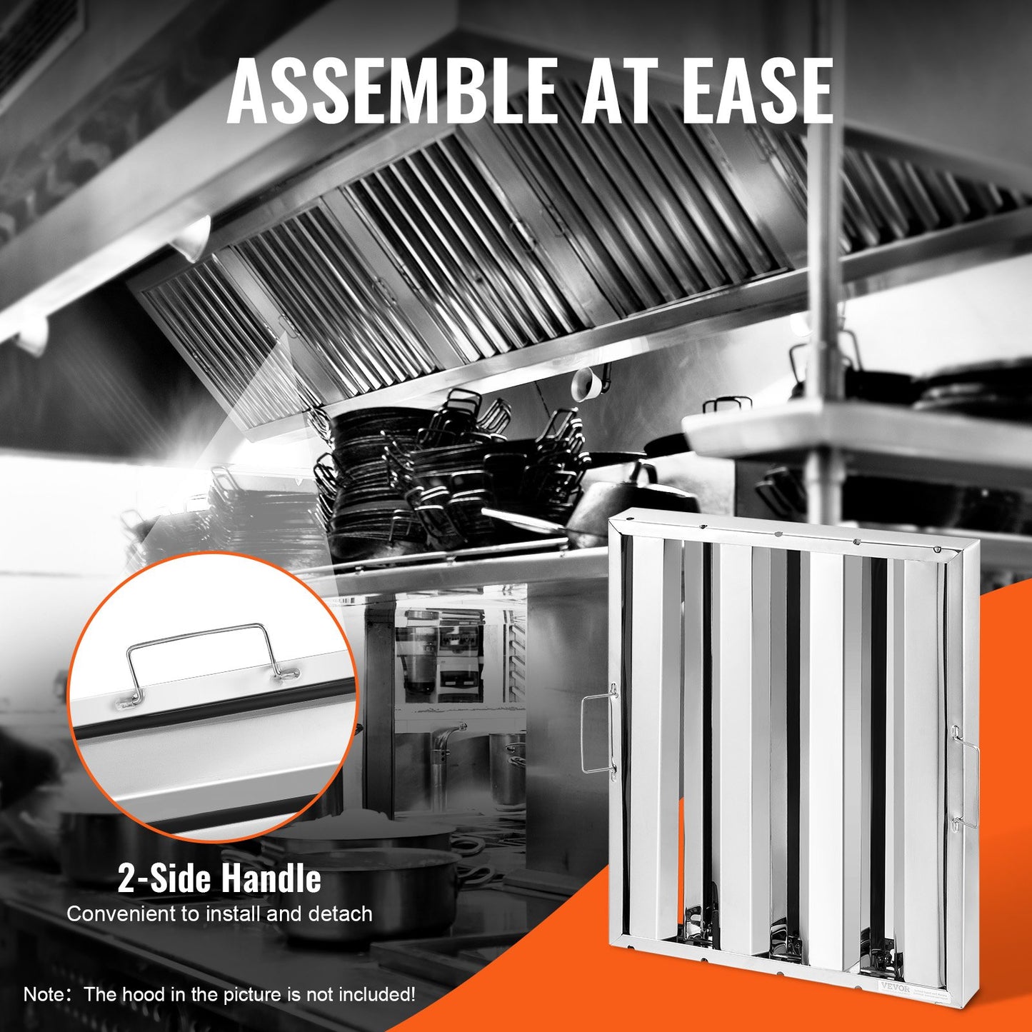 Gewerblicher Dunstabzugsfilter, 39,4 x 49,5 cm (15,5 x 19,5 Zoll), Edelstahl-Baffle-Filter für fettabweisende gewerbliche Küchenabzugshauben, 3 Rillen, 6er-Pack