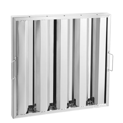 Gewerblicher Dunstabzugsfilter, 49,5 x 49,5 cm (19,5 x 19,5 Zoll), Edelstahl-Baffle-Filter für fettabweisende gewerbliche Küchenabzugshauben, 4 Rillen, 1 Stück