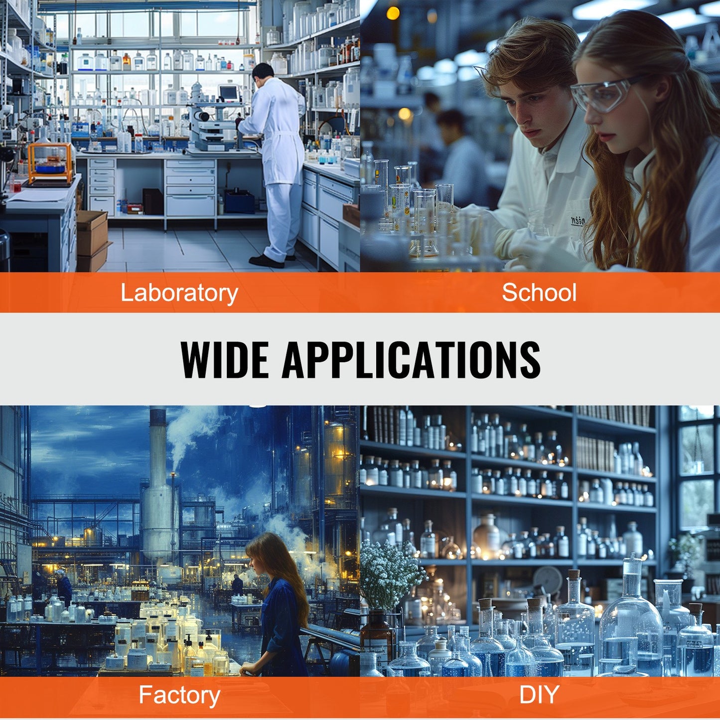 Lab Stand Support, Laboratory Retort Support Stand Set, Steel Lab Stand 59.9 cm Rod and 21.1 x 13.5 cm Cast Iron Base, Includes Flask Clamps, a Burette Clamp and Cross Clamps