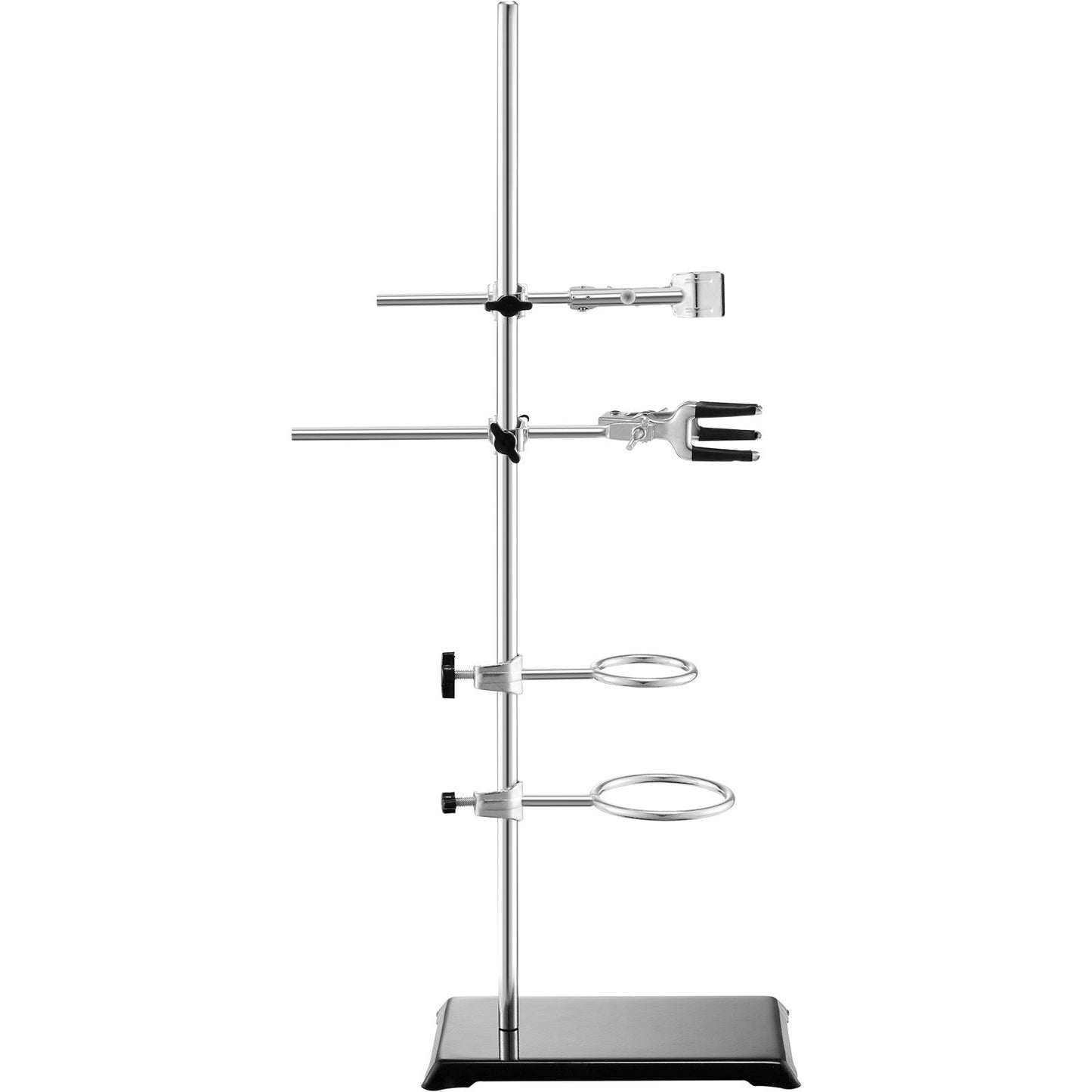 Lab Stand Support, Laboratory Retort Support Stand 2 Sets, Steel Lab Stand 59.9 cm Rod and 21.1 x 13.5 cm Cast Iron Base, Includes Flask Clamps, Burette Clamps and Cross Clamps