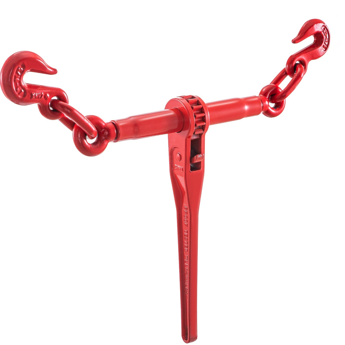 Chain Binder 5/16-3/8, Ratchet Load Binder 6600lbs Capacity, Ratchet Lever Binder with G70 Hooks, Adjustable Length, Ratchet Chain Binder for Tie Down, Hauling, Towing, Red