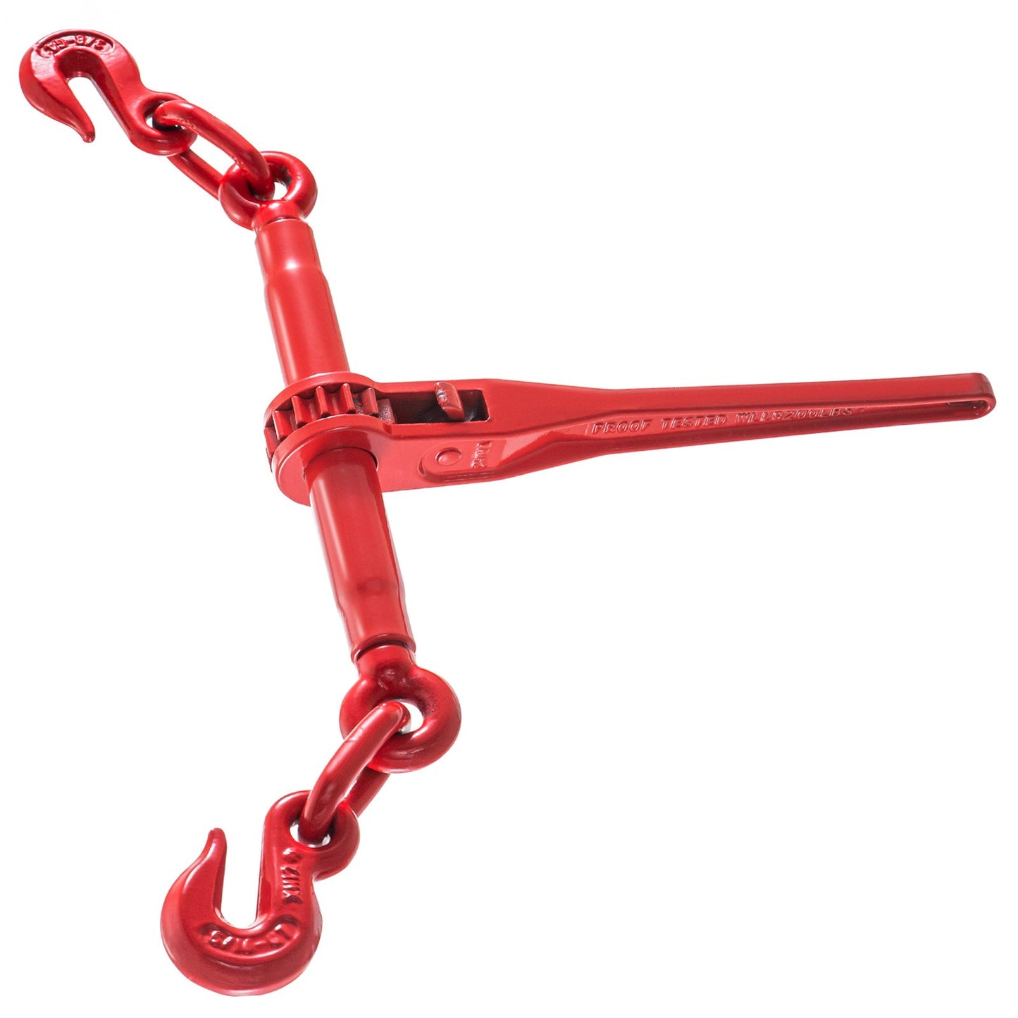 Chain Binder 5/16-3/8, Ratchet Load Binder 6600lbs Capacity, Ratchet Lever Binder with G70 Hooks, Adjustable Length, Ratchet Chain Binder for Tie Down, Hauling, Towing, Red