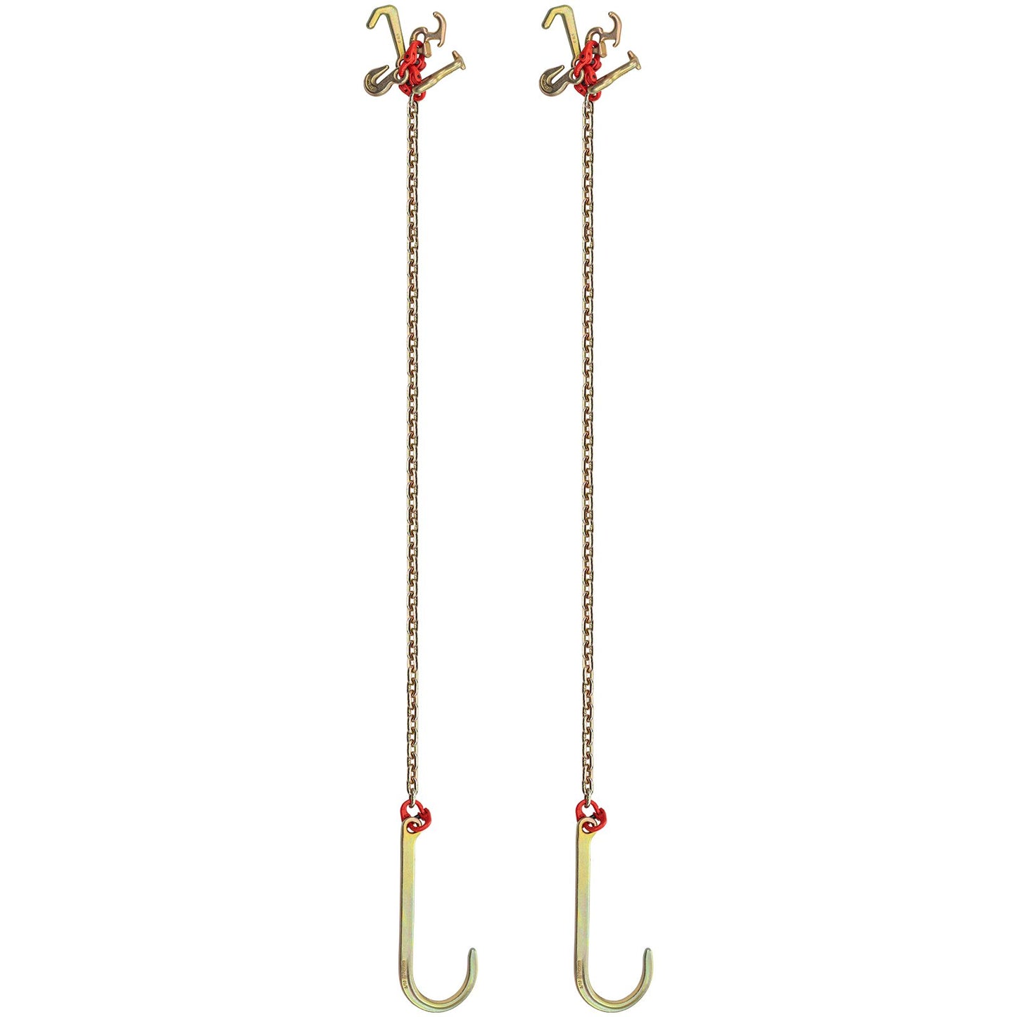 J Hook Chain, 5/16 in x 10 ft Bridle Tow Chain, G80 Bridle Transport Chain, Alloy Steel Chain with 2 G70 J Hooks, 9260 Lbs Break Strength Tow Hooks for Trucks, J Hooks Towing Straps 2PCS