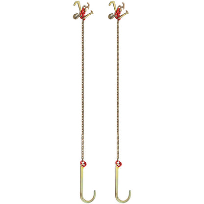 J Hook Chain, 5/16 in x 10 ft Bridle Tow Chain, G80 Bridle Transport Chain, Alloy Steel Chain with 2 G70 J Hooks, 9260 Lbs Break Strength Tow Hooks for Trucks, J Hooks Towing Straps 2PCS