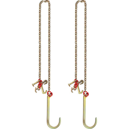 J Hook Chain, 5/16 in x 10 ft Bridle Tow Chain, G80 Bridle Transport Chain, Alloy Steel Chain with 2 G70 J Hooks, 9260 Lbs Break Strength Tow Hooks for Trucks, J Hooks Towing Straps 2PCS