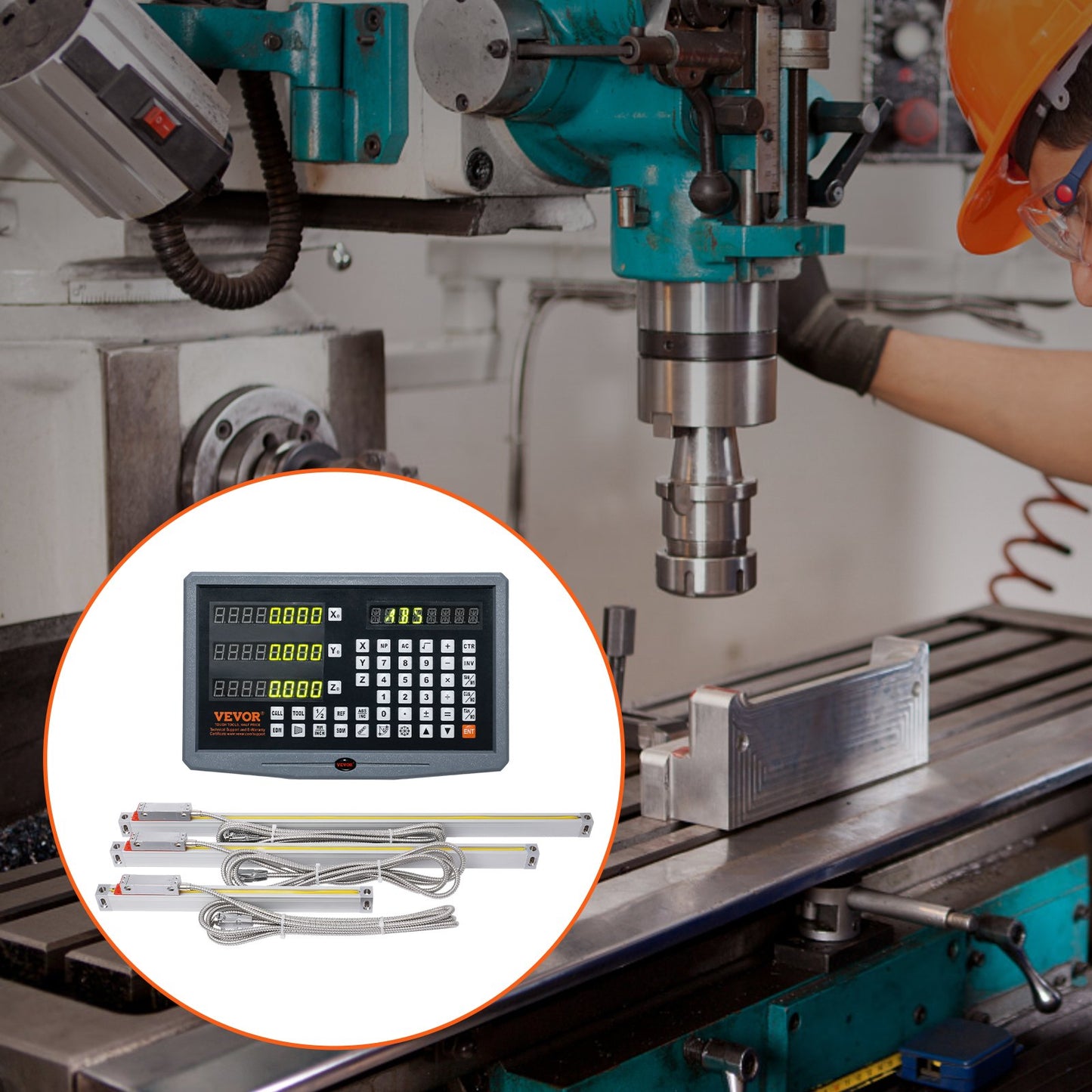 Digitale Anzeige 250, 500 und 600 mm Linearskala 3-Achsen-DRO-Display-Kit Stützstift Messerhalterplatte Gehäuse Uhr Stromkabelhalter Uhr Münze Schmetterlingsschraubenabdeckung Lineal