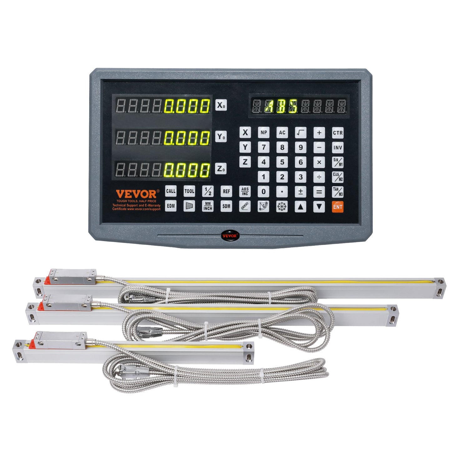Digitale Anzeige 250, 500 und 600 mm Linearskala 3-Achsen-DRO-Display-Kit Stützstift Messerhalterplatte Gehäuse Uhr Stromkabelhalter Uhr Münze Schmetterlingsschraubenabdeckung Lineal