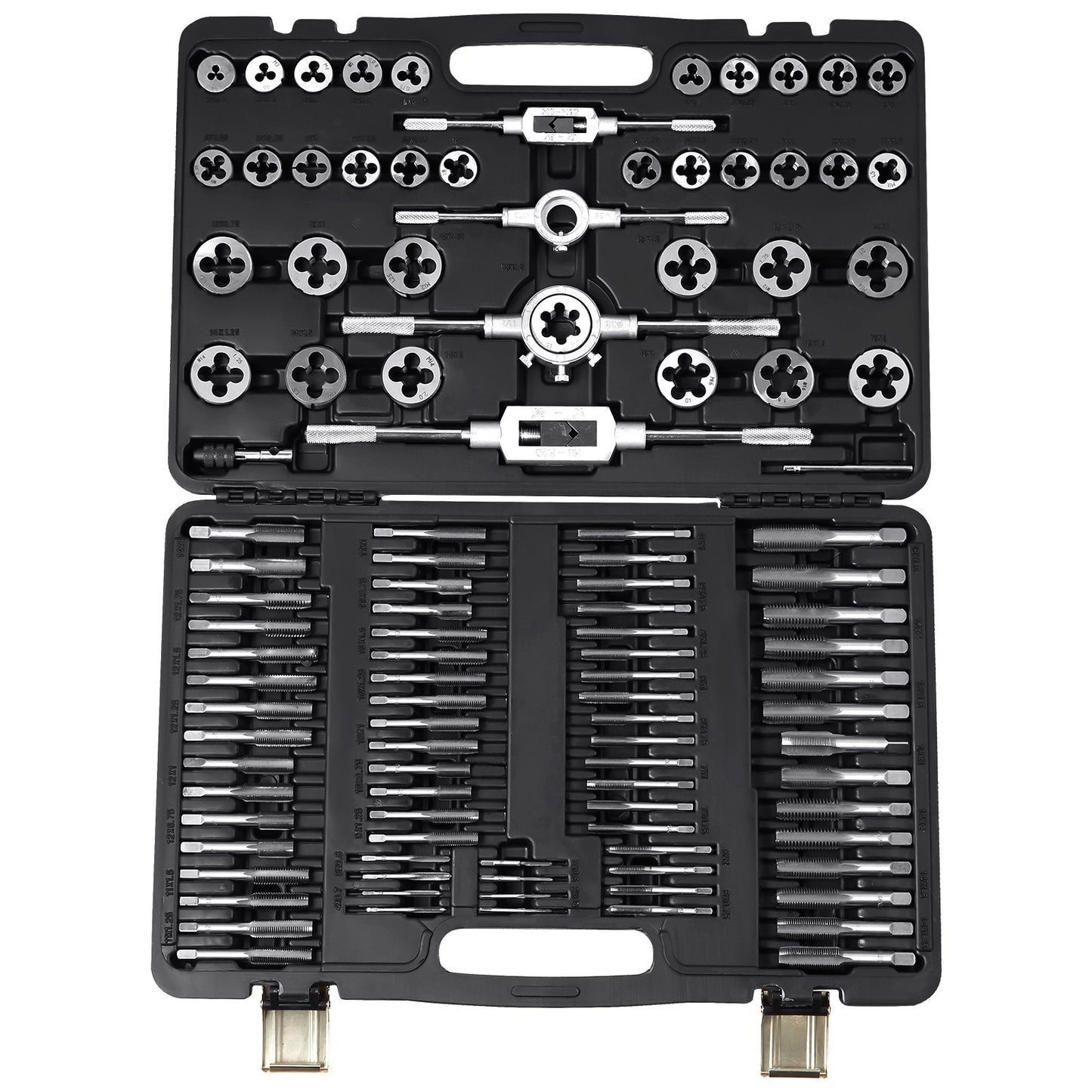 Tap and Die Set, 110-Piece Include Metric Size M2 to M18, Bearing Steel Taps and Dies, Essential Threading Tool for Cutting External Internal Threads, with Complete Accessories and Storage Case