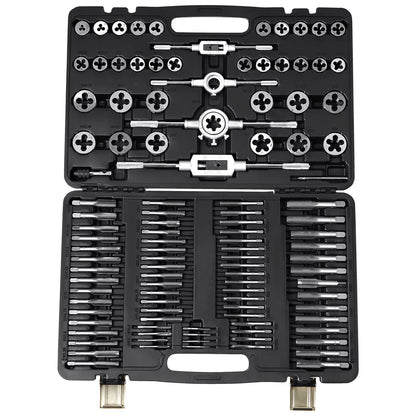 Tap and Die Set, 110-Piece Include Metric Size M2 to M18, Bearing Steel Taps and Dies, Essential Threading Tool for Cutting External Internal Threads, with Complete Accessories and Storage Case