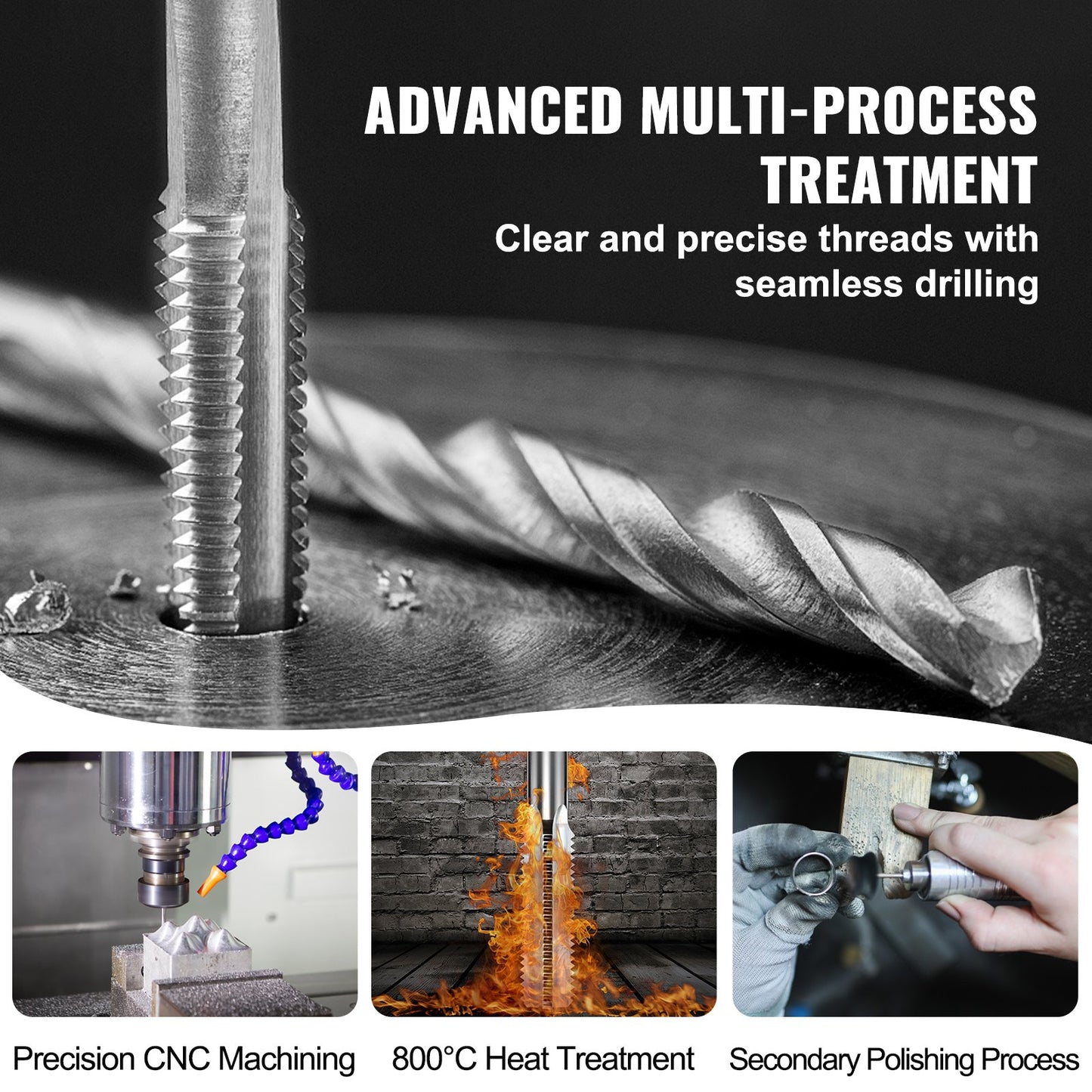 Gewindebohrer- und Schneideisensatz, 116-teilig, inklusive metrischer und SAE-Größen, aus Wälzlagerstahl, unverzichtbares Werkzeug zum Schneiden von Außen- und Innengewinden, mit komplettem Zubehör und Aufbewahrungskoffer