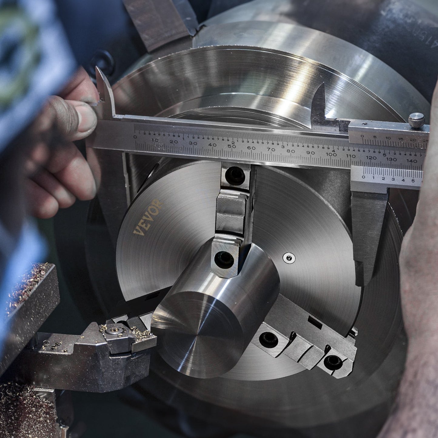 3-Jaw Lathe Chuck, 10'', Self-Centering Lathe Chuck, 0.24-9.84 in/6-250 mm Clamping Range with T-key Fixing Screws Hexagon Wrench, for Lathe 3D Printer Machining Center Milling Drilling Machine