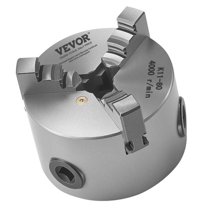 3-Backen-Drehbankfutter, 80 mm (3 Zoll), selbstzentrierend, Spannbereich 2–63 mm (0,08–2,48 Zoll) mit T-Keil-Befestigungsschrauben, wendbare Backen, Werkstoff HT300, Innen- und Außenaufnahme für Holz- und Metalldrehmaschinen