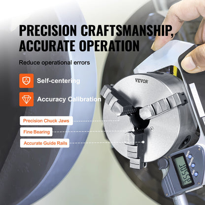 3-Backen-Drehfutter, 6 Zoll, selbstzentrierend, Spannbereich 3,5–160 mm (0,14–6,3 Zoll) mit T-Keil-Befestigungsschrauben, wendbare Backen, für Drehmaschinen, 3D-Drucker, Bearbeitungszentren, Fräs- und Bohrmaschinen