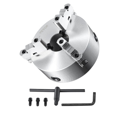 3-Jaw Lathe Chuck, 8'', Self-Centering Lathe Chuck, 0.16-8 in/4-200 mm Clamping Range with T-key Fixing Screws Hexagon Wrench, for Lathe 3D Printer Machining Center Milling Drilling Machine