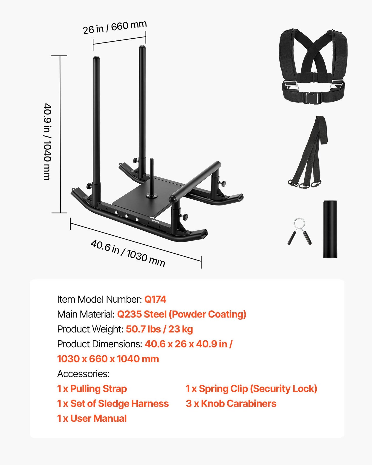 Gewichtsschlitten, Stahl-Kraftschlitten, Fitness-Krafttrainingsschlitten zur Verbesserung der Geschwindigkeit beim sportlichen Training, Trainingsgerät mit Griff, kompatibel mit 25/51-mm-Gewichtsscheiben, Schwarz