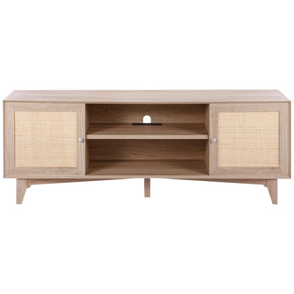 Rattan-TV-Ständer 191cm Fernseher Boho-TV-Schrank Fernsehschrank Eiche