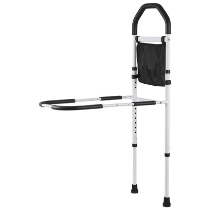 Bed Rail for Elderly, Bedside Assist Rails with Supporting Leg and PU Handrail, Adjustable Height Carbon Steel Pipe Bedside Cane, Bed Bars for Seniors & Patients, Fits King, Queen, Full, Twin