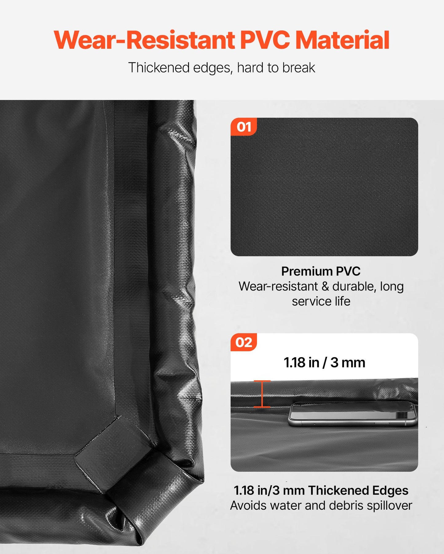 Auffangmatte, 2,4 x 4,9 m, rutschfeste PVC-Garagenbodenmatte mit Reinigungsabzieher, robust, langlebig, wasserdicht, schützt vor Schnee, Regen und Schlamm beim Parken von Autos, Schwarz