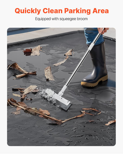 Auffangmatte, 2,4 x 4,9 m, rutschfeste PVC-Garagenbodenmatte mit Reinigungsabzieher, robust, langlebig, wasserdicht, schützt vor Schnee, Regen und Schlamm beim Parken von Autos, Schwarz