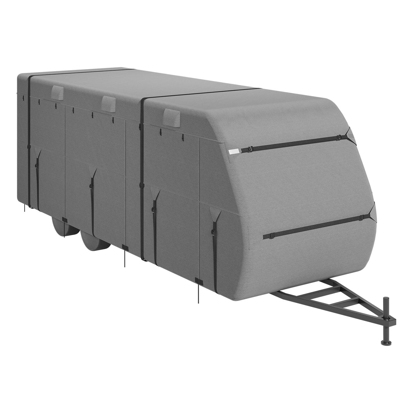 Travel Trailer Cover, 20-22 ft RV Cover, 4-Layer Non-Woven Fabric Camper Cover, Waterproof, Windproof and Rip-Stop Class A RV Cover, with Storage Bag, Repair Patches, Straps and Tire Covers