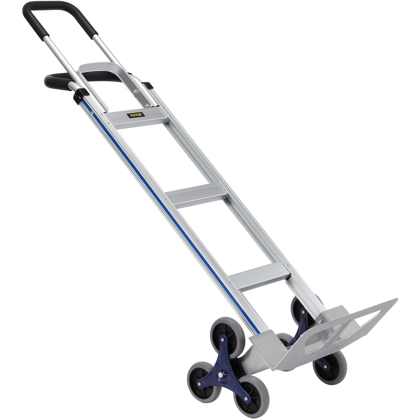 Stair Climbing Cart, 249.5 kg Load Capacity, Aluminum Hand Truck Dolly with Dual Handles, Integrated Frame & Nonslip Rubber Wheels, Multipurpose Stair Climber for Warehouse Shopping Airport