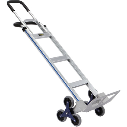 Stair Climbing Cart, 249.5 kg Load Capacity, Aluminum Hand Truck Dolly with Dual Handles, Integrated Frame & Nonslip Rubber Wheels, Multipurpose Stair Climber for Warehouse Shopping Airport