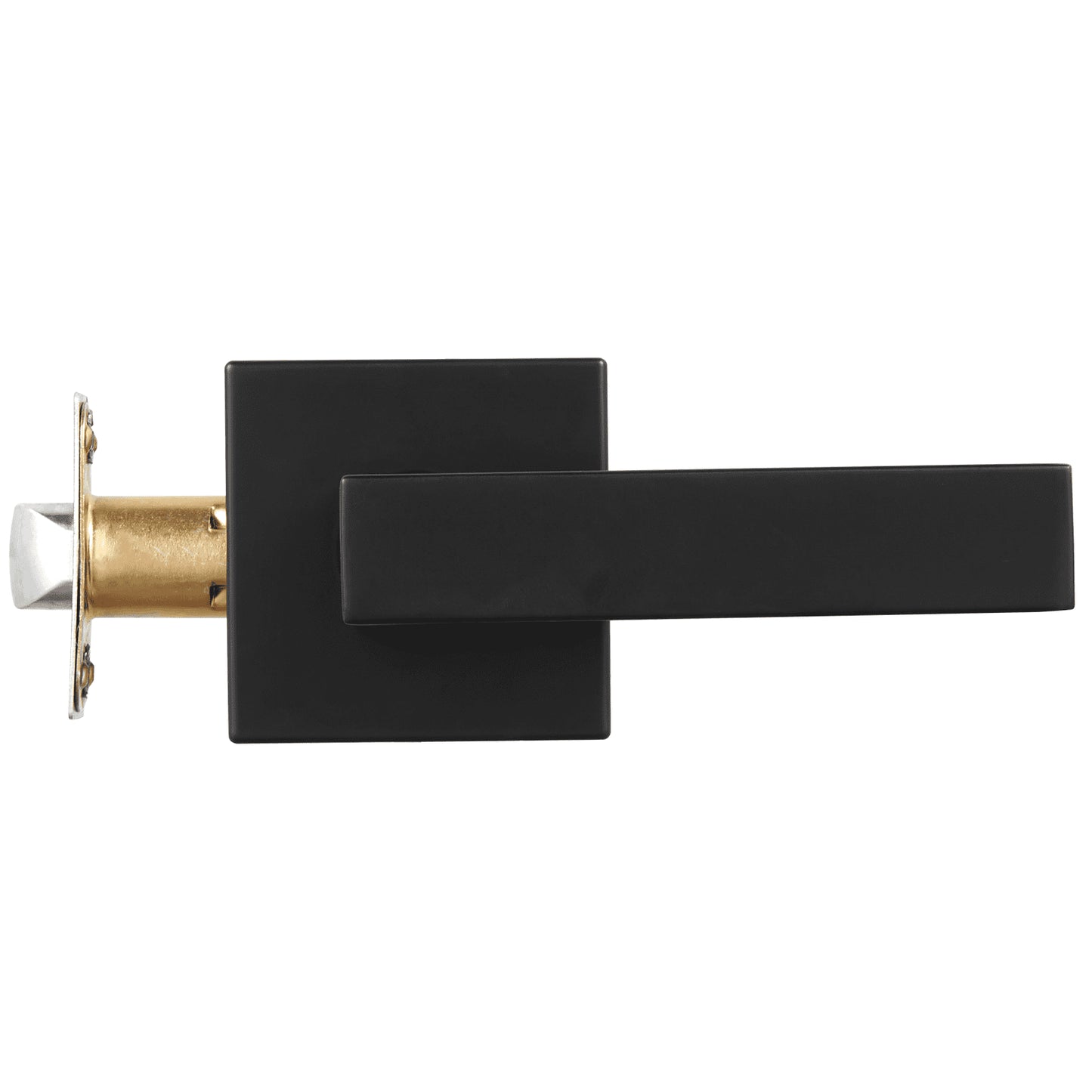 Passage Door Handle, 5 Pack Matte Black Door Lever, Left or Right Handing Reversible Lever Non-Locking, 45° Rotation to Open, Universal Square Interior for Hallways, Closets, Meeting Spaces