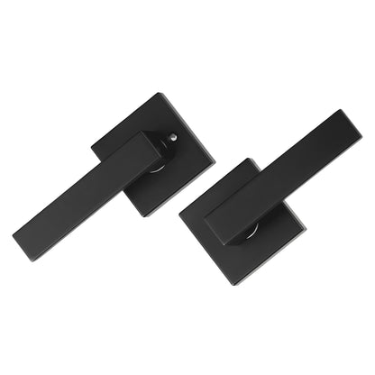 Passage Door Handle, 6 Pack Matte Black Door Lever, Left or Right Handing Reversible Lever Non-Locking, 45° Rotation to Open, Universal Square Interior for Hallways, Closets, Meeting Spaces