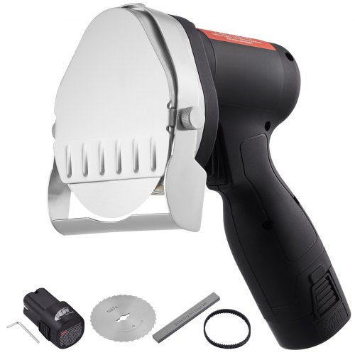 Elektrisches Shawarma-Messer, 80-W-Akku-Profi-Messer für türkische Küche, Gyros-Schneider aus Edelstahl für den gewerblichen Einsatz, Döner-Kebab-Fleischschneider mit 2 Klingen, Ø 100 mm, Schnittstärke 0–8 mm einstellbar