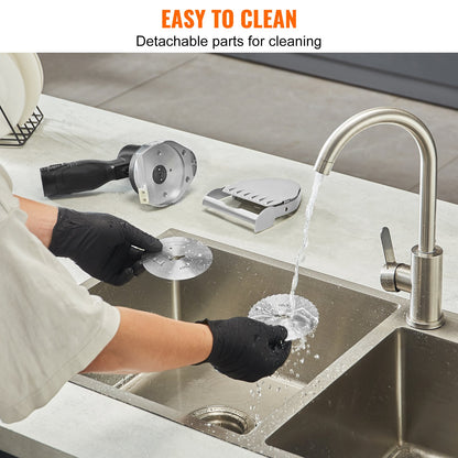 Elektrisches Shawarma-Messer, 80-W-Akku-Profi-Messer für türkische Küche, Gyros-Schneider aus Edelstahl für den gewerblichen Einsatz, Döner-Kebab-Fleischschneider mit 2 Klingen, Ø 100 mm, Schnittstärke 0–8 mm einstellbar