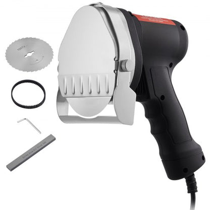 Electric Shawarma Knife, 80W Professional Turkish Kebab Knife, Commercial Stainless Steel Gyro Cutter, Doner Kebab Meat Slicer with 2 Blades, Φ4"/100mm Blade Diameter, 0-8mm Adjustable Thickness