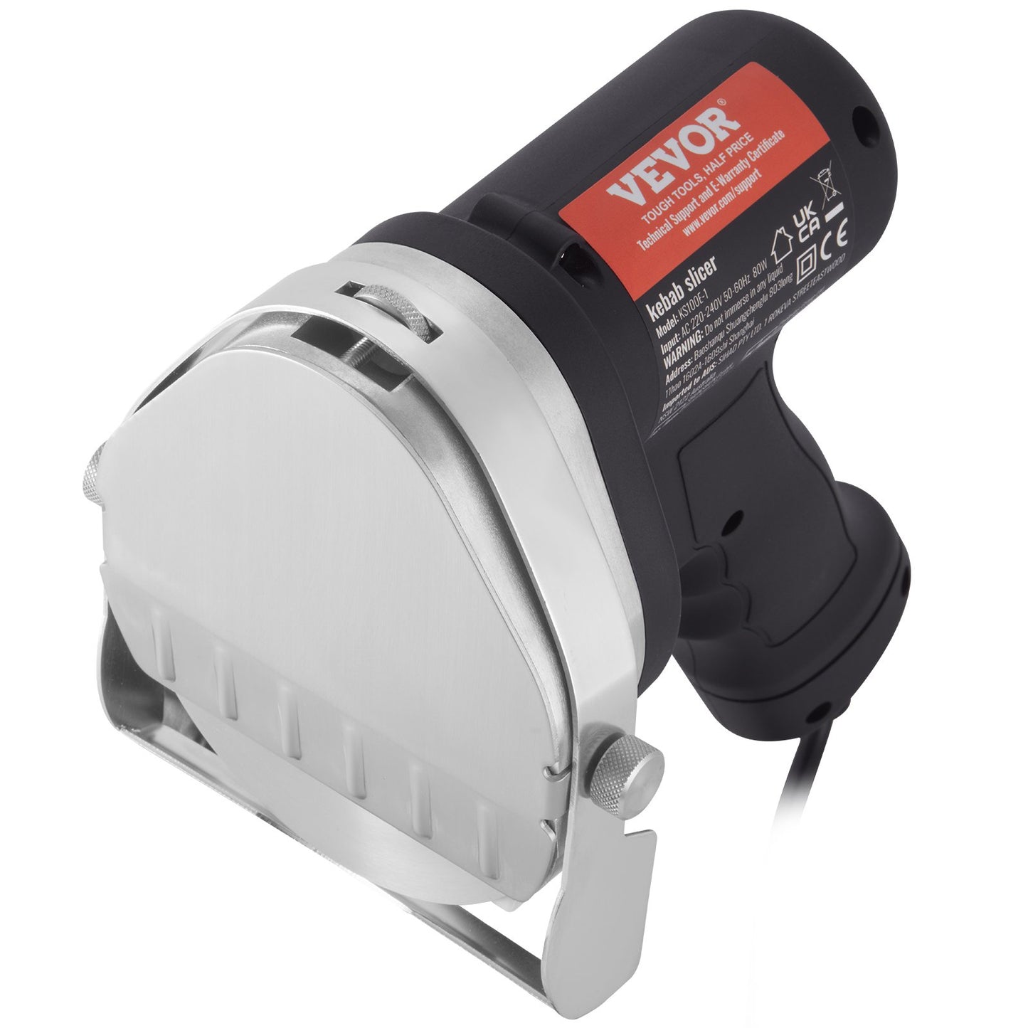 Electric Shawarma Knife, 80W Professional Turkish Kebab Knife, Commercial Stainless Steel Gyro Cutter, Doner Kebab Meat Slicer with 2 Blades, Φ4"/100mm Blade Diameter, 0-8mm Adjustable Thickness