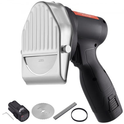 Elektrisches Shawarma-Messer, 80-W-Akku-Profi-Messer für türkische Küche, Gyros-Schneider aus Edelstahl für den gewerblichen Einsatz, Döner-Kebab-Fleischschneider mit 2 Klingen, Ø 100 mm, Schnittstärke 0–8 mm einstellbar