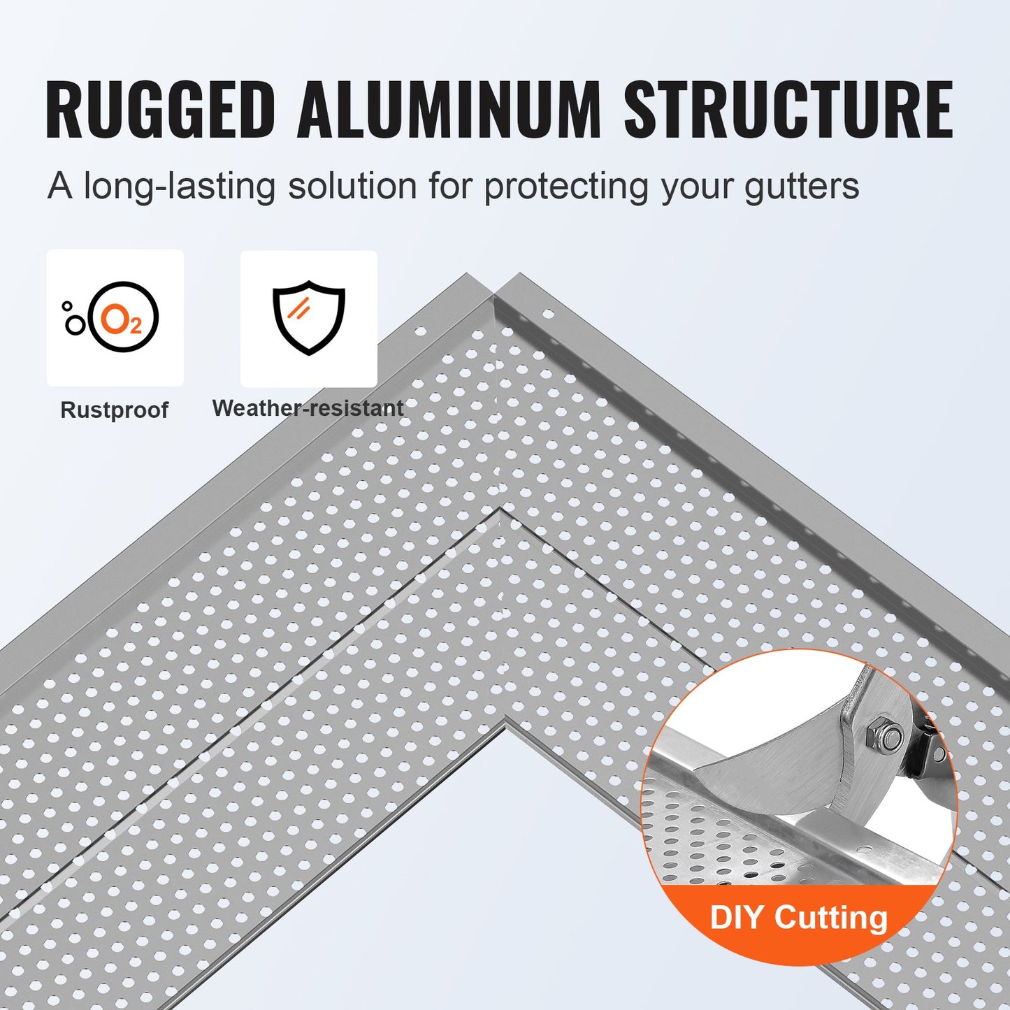 Gutter Guard, 152mm Width, Aluminum Leaf Filter DIY Gutter Cover, 26 PCS 264cm Total Length, 4mm Hole Diameter & 0.5mm Thick Raptor Gutter Guards Fits Any Roof or Gutter Type