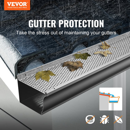 Gutter Guard, 152mm Width, Aluminum Leaf Filter DIY Gutter Cover, 52 PCS 528cm Total Length, 4mm Hole Diameter & 0.5mm Thick Raptor Gutter Guards Fits Any Roof or Gutter Type