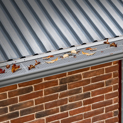 Gutter Guard, 152mm Width, Aluminum Leaf Filter DIY Gutter Cover, 52 PCS 528cm Total Length, 4mm Hole Diameter & 0.5mm Thick Raptor Gutter Guards Fits Any Roof or Gutter Type