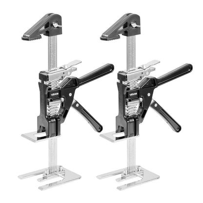 Labor Saving Arm Jack, 2 PCS 200 kg Bearing Capacity, Lifting up to 165 mm, Metal Hand Lifting Jack Tool with Magnetic Level, 2 Adjustment Modes, for Door, Window, Furniture, Woodworking, Black