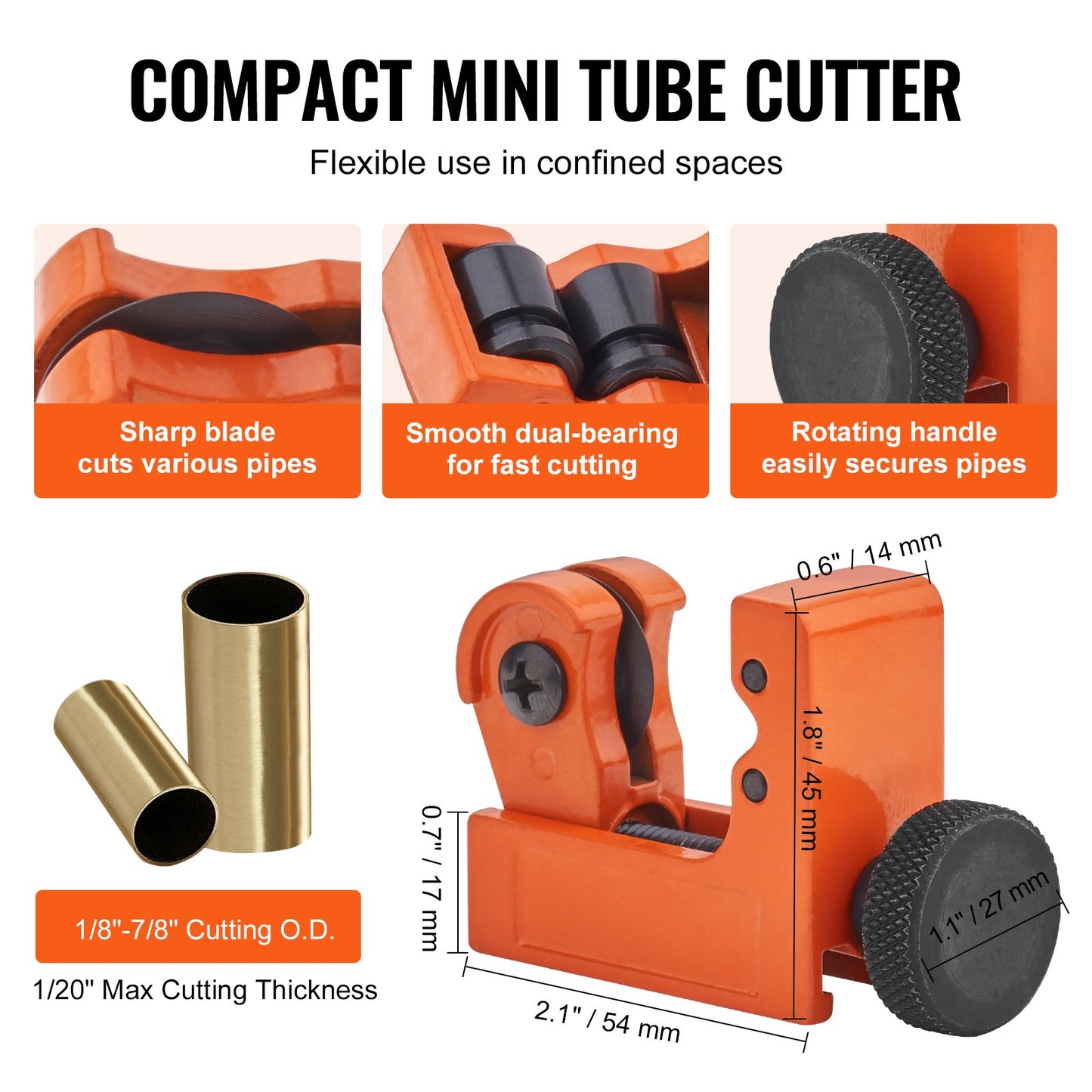 3PCS Tubing Cutter Set - Heavy Duty Pipe Cutter 3/16"-2"OD, Mini Tube Cutter 1/8"-7/8" & Deburring Tool, Professional Ultimate Pipe Cutter Set for Stainless Steel, Copper, Aluminum, Plastic Pipe