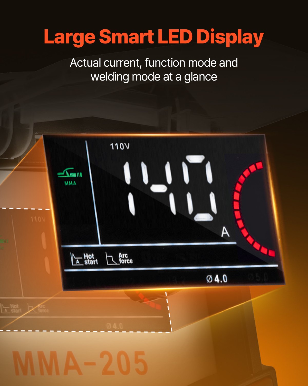 MMA-Schweißgerät, 205A 2-in-1 MMA-Lift-TIG-Elektrodenschweißgerät, tragbares IGBT-Inverter-Schweißgerät mit Digitalanzeige, Hot Start Arc Force Anti-Stick (Liftbrenner nicht im Lieferumfang enthalten)