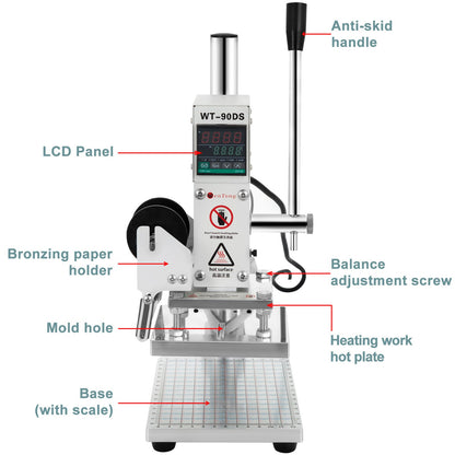 10x13cm Heißfolienprägemaschine Lederprägemaschine Bronzierungsmaschine Heißprägemaschine mit Positionierschieber für PVC, Leder, PU und Papier (10x13cm)