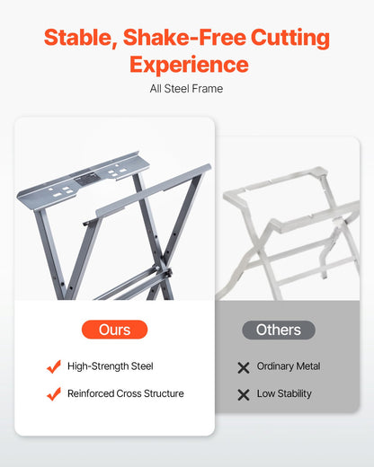 Table Saw Folding Stand, 350 lbs / 158.76 kg Load Capacity, Portable Compact Table Saw Stand, Heavy Duty Construction, Easy Storage, Foldable Design, Universal for Most Brands of Table Saws