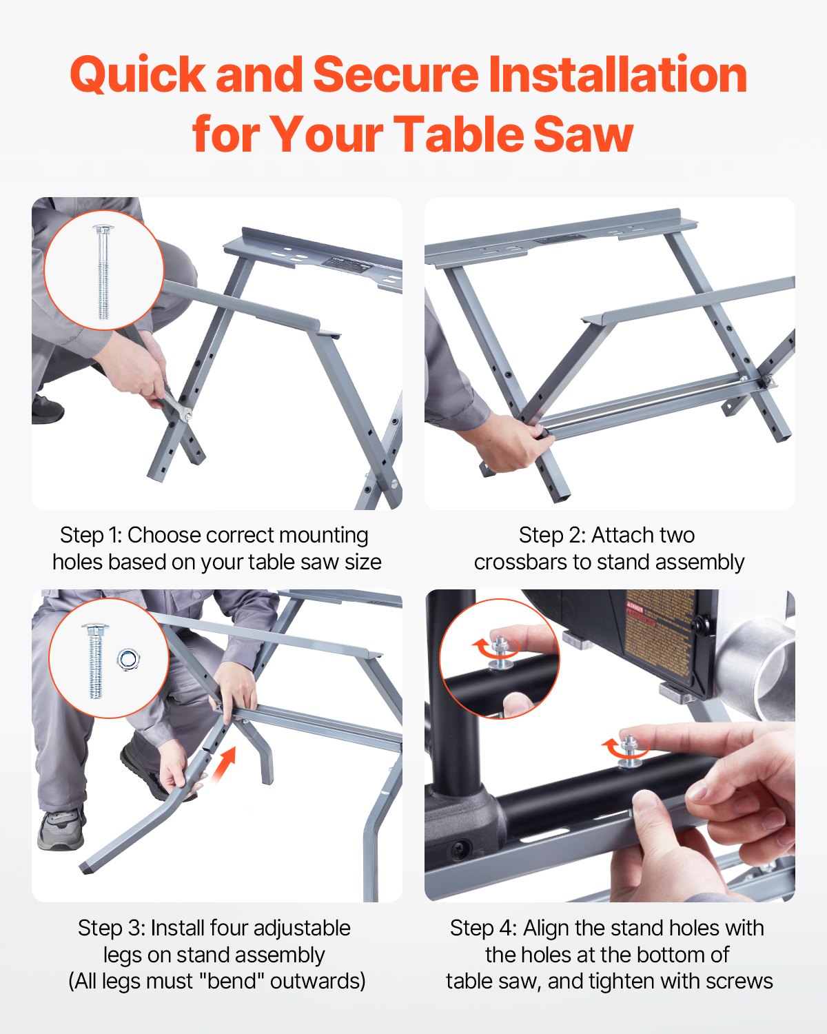Table Saw Folding Stand, 350 lbs / 158.76 kg Load Capacity, Portable Compact Table Saw Stand, Heavy Duty Construction, Easy Storage, Foldable Design, Universal for Most Brands of Table Saws