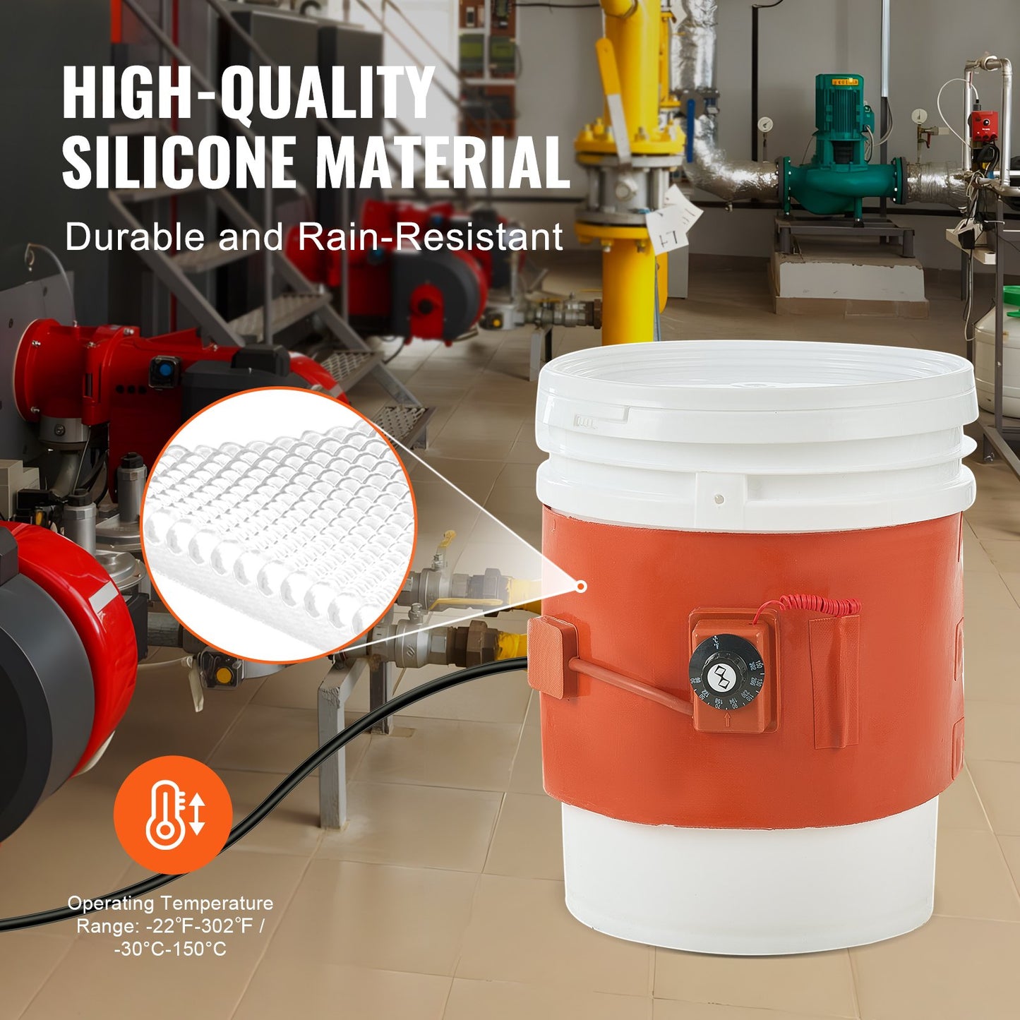 18,9-Liter-Metalltrommelheizung, 800 Watt, 19,7 cm Breite, Temperaturregelung von 30 bis 150 °C