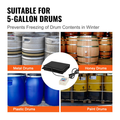 18,93-Liter-Metallfassheizung, 250 W, 0–63 °C einstellbar, mit separatem Thermostat