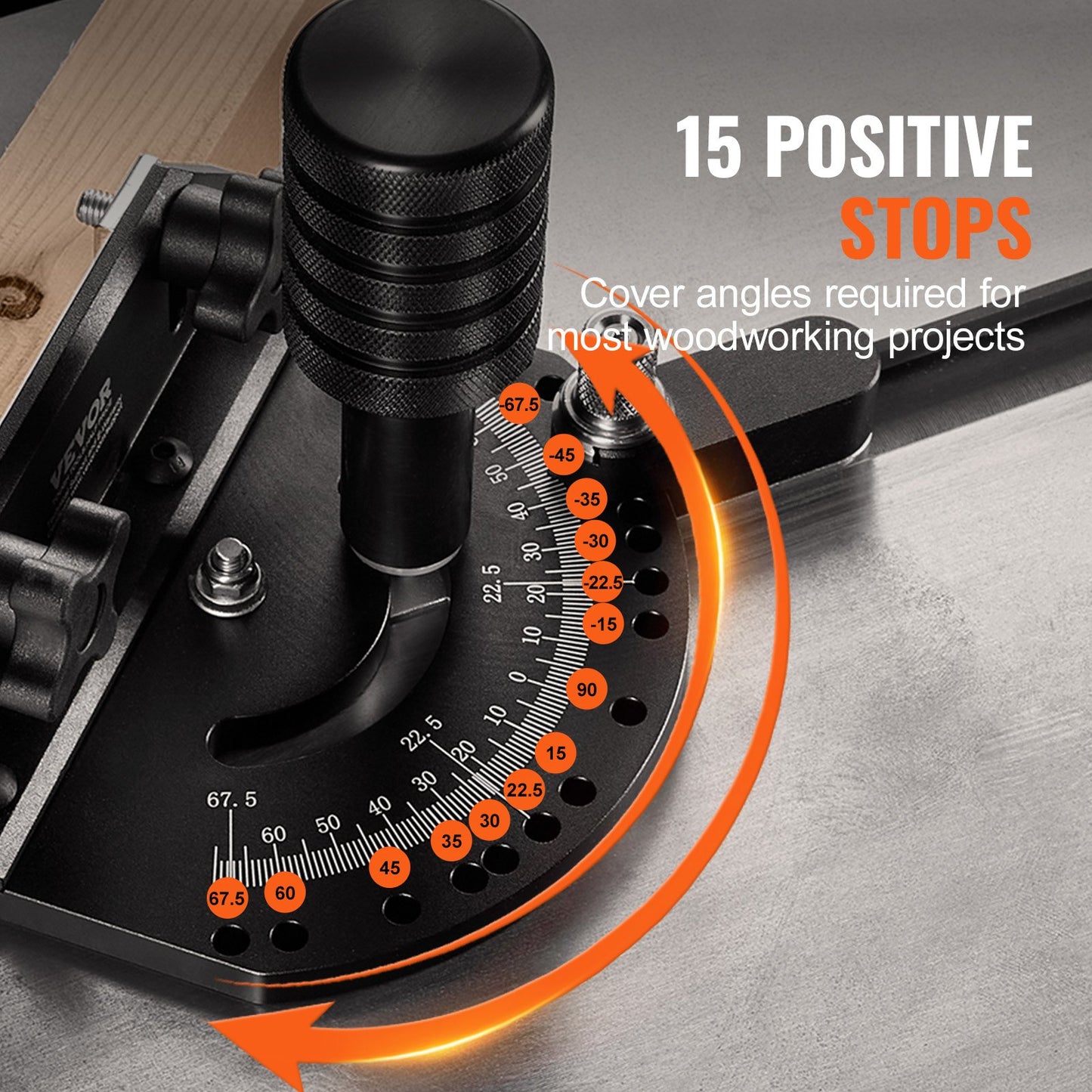 Precision Miter Gauge, Standard Slot 19 x 9.5 mm, Aluminum Alloy Table Saw Miter Gauge with 48-89 cm Grating 15 Angle Stops Adjustable Spring Loaded Plunger and Removable Disc, for Woodworking