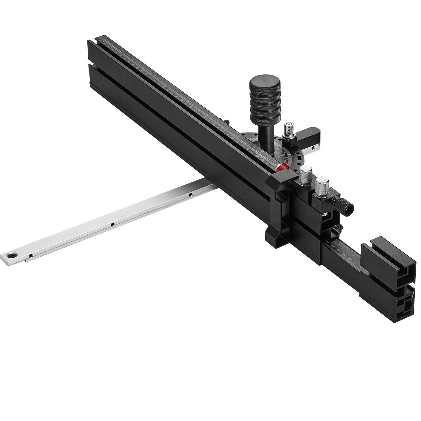 Precision Miter Gauge, Standard Slot 19 x 9.5 mm, Aluminum Alloy Table Saw Miter Gauge with 48-89 cm Grating 15 Angle Stops Adjustable Spring Loaded Plunger and Removable Disc, for Woodworking