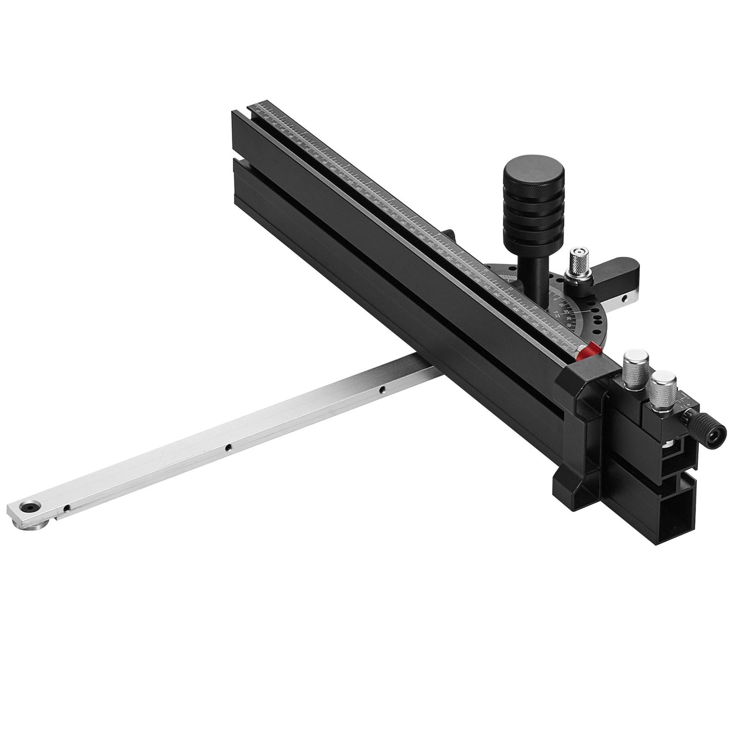 Precision Miter Gauge, Standard Slot 19 x 9.5 mm, Aluminum Alloy Table Saw Miter Gauge with 45.7 cm Grating 15 Angle Stops Adjustable Spring Loaded Plunger and Removable Disc, for Woodworking